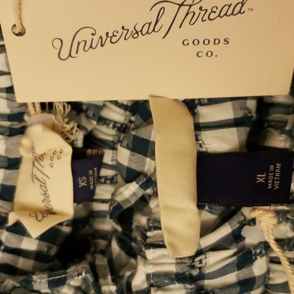Universal Thread Green Gingham Checkered Ruffle Yoke 3/4 Sleeve Pullover XS - Picture 3 of 7